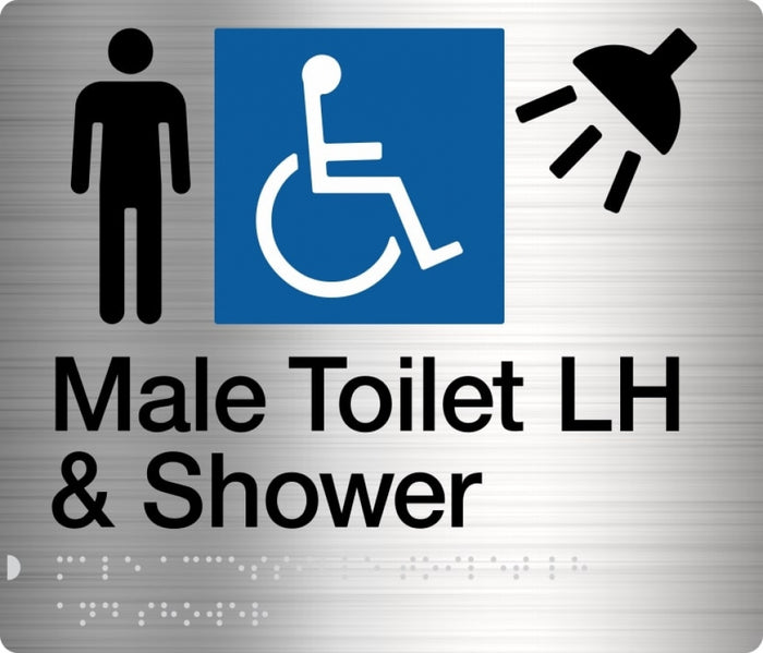 BEST BUY MDTSLH Accessible Male Toilet Left Hand and Shower Sign Braille