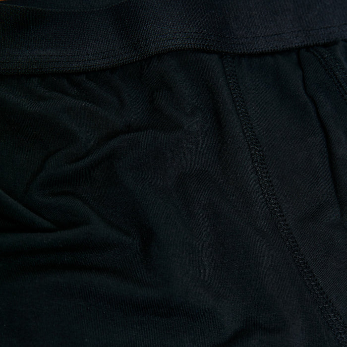 Black Boxer Trunks 3-Pack close-up showing center seam and waistband.