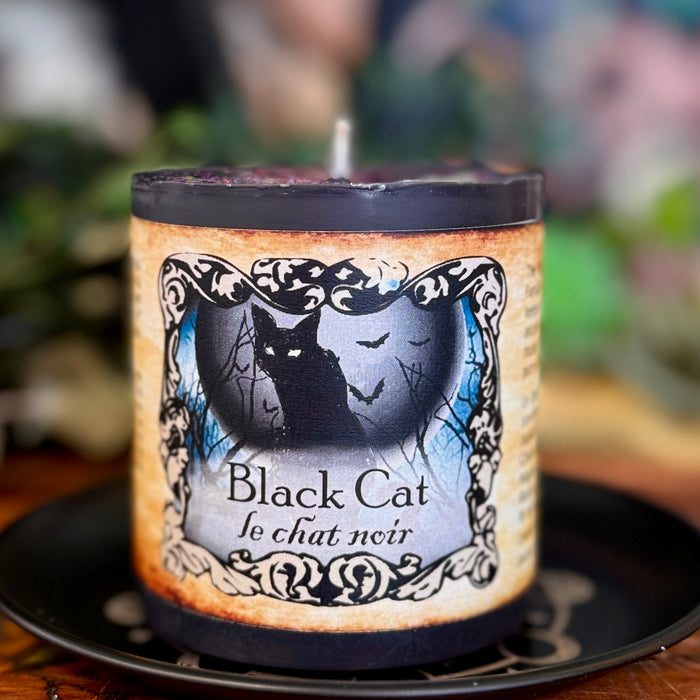 Black Cat Chunky Pillar Candle