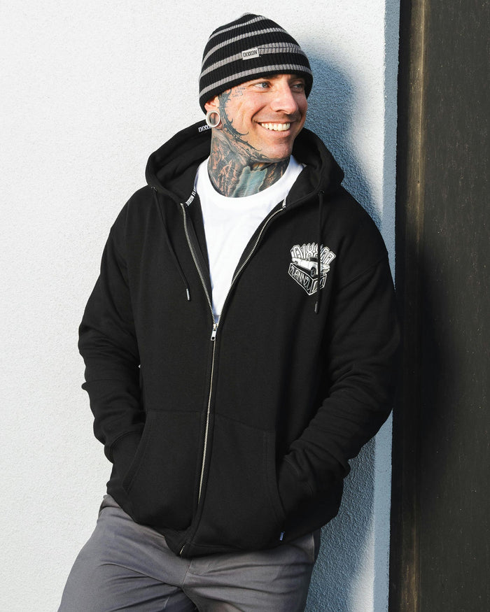 Block Zip Up Hood - Black