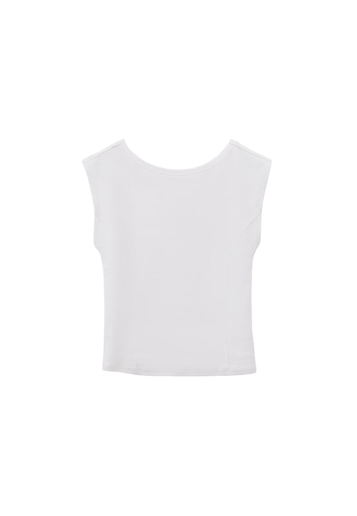 Boat Neck Short Sleeve T-Shirt - WHITE