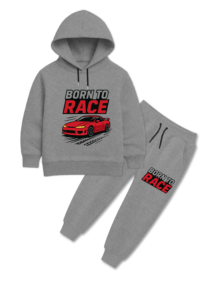 Born To Racing Car Hoodie Set For Boys