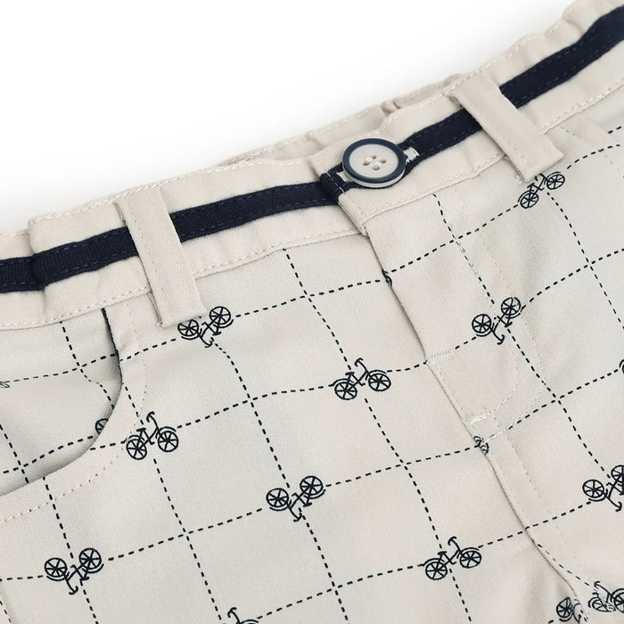 Boys Beige Checked Shorts
