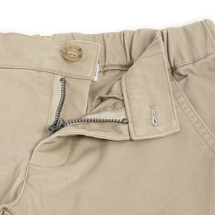 Boys Beige Solid Trousers