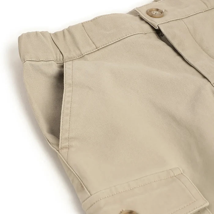 Boys Beige Solid Trousers