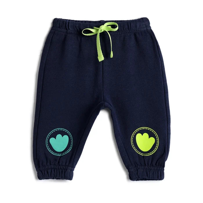 Boys Blue Printed Relaxed Joggers