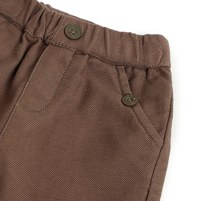 Boys Dark Brown Solid Trousers