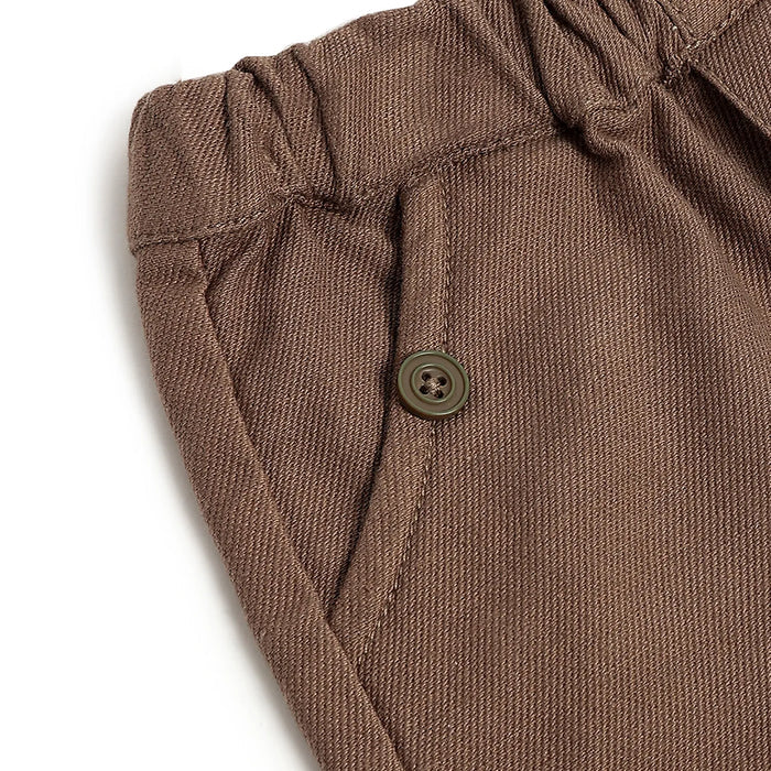 Boys Dark Brown Solid Trousers