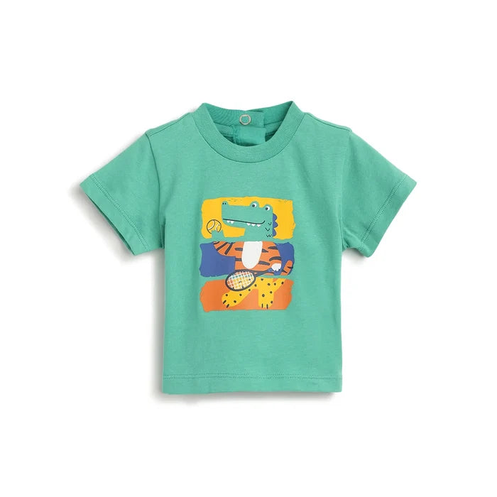 Boys Graphic Printed Short Sleeve T-Shirt Green