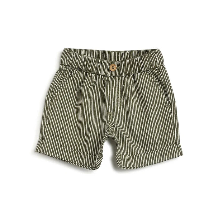 Boys Green Striped Shorts
