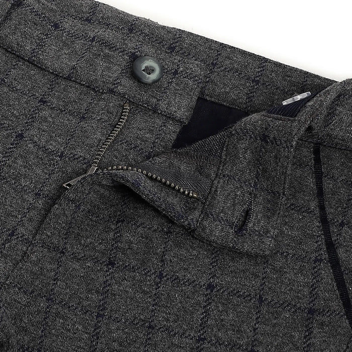 Boys Grey Checked Trousers