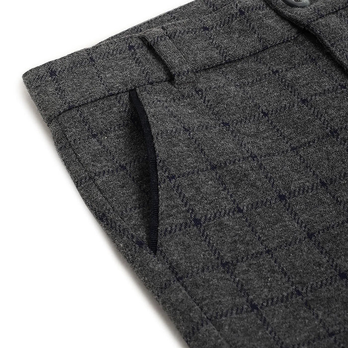 Boys Grey Checked Trousers