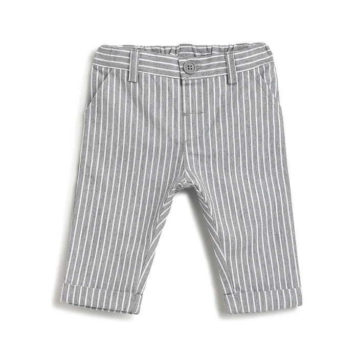 Boys Grey Striped Trousers