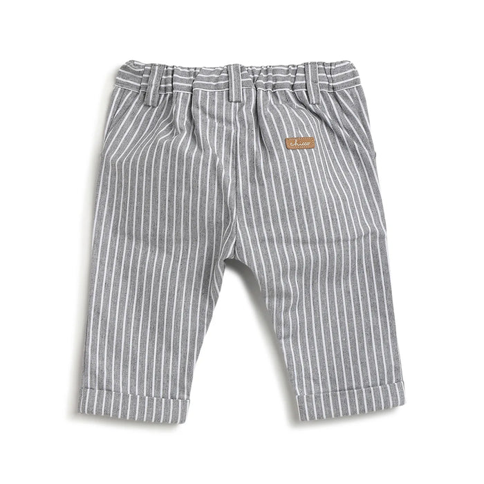 Boys Grey Striped Trousers
