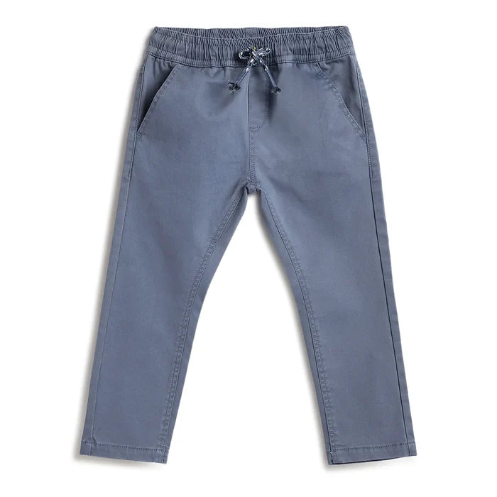 Boys Medium Blue Solid Trousers