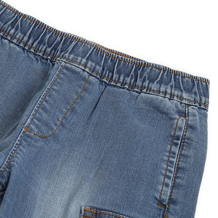 Boys Medium Blue Solid Trousers