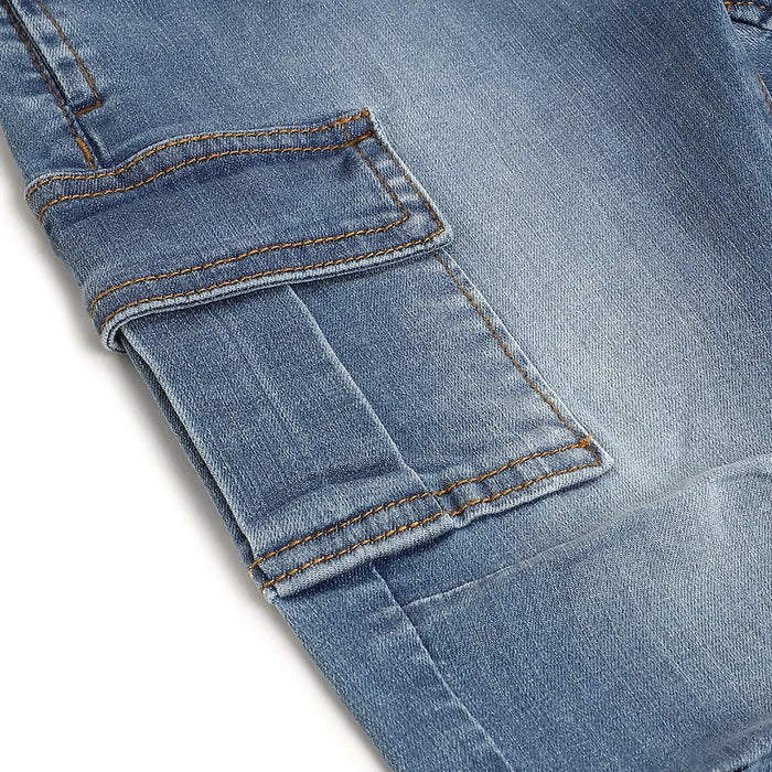 Boys Medium Blue Solid Trousers