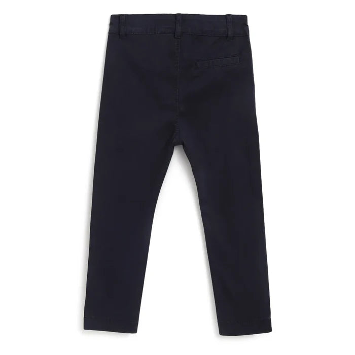 Boys Navy Blue Mid-Rise Relaxed Fit Trousers