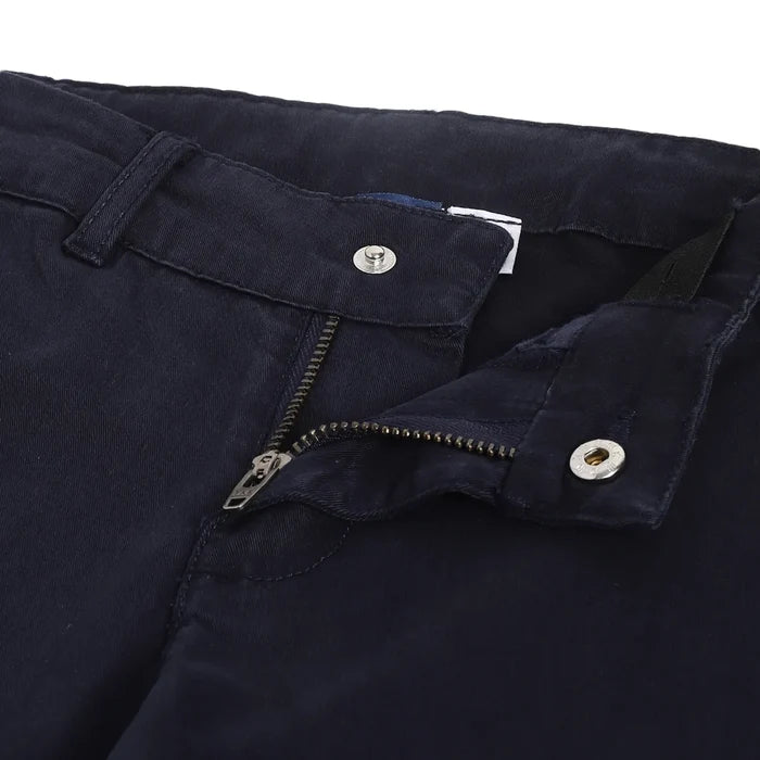 Boys Navy Blue Mid-Rise Relaxed Fit Trousers