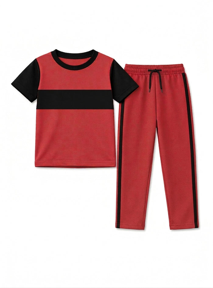 Boys Red and Black Tracksuit