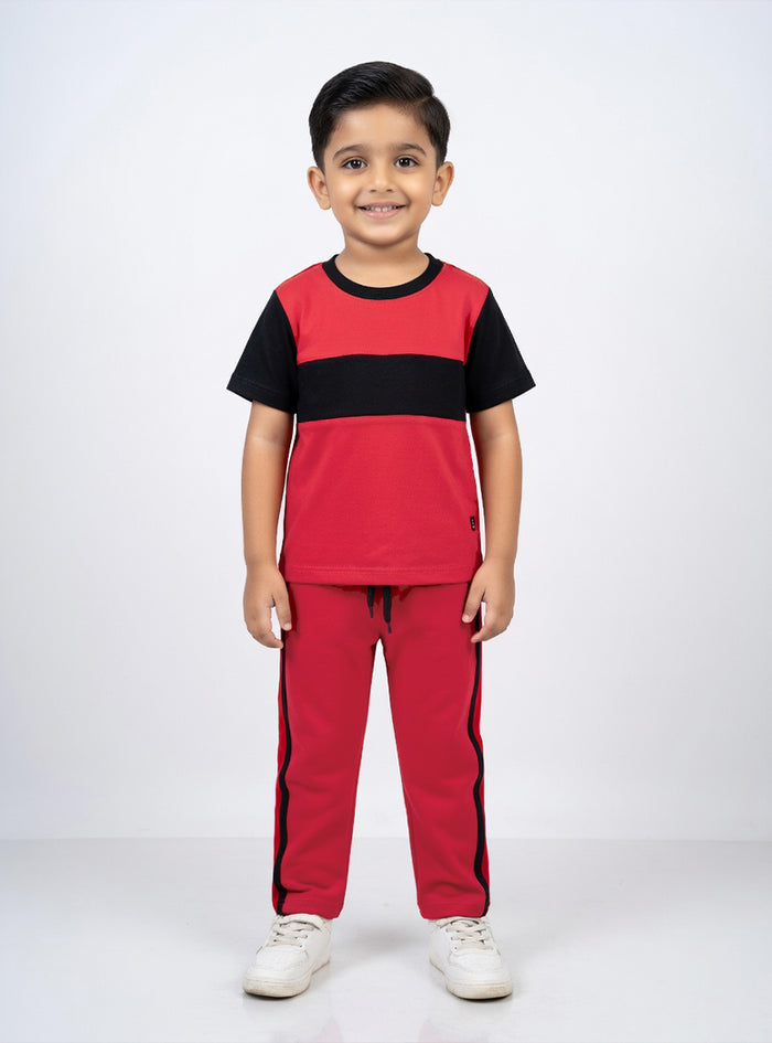 Boys Red and Black Tracksuit