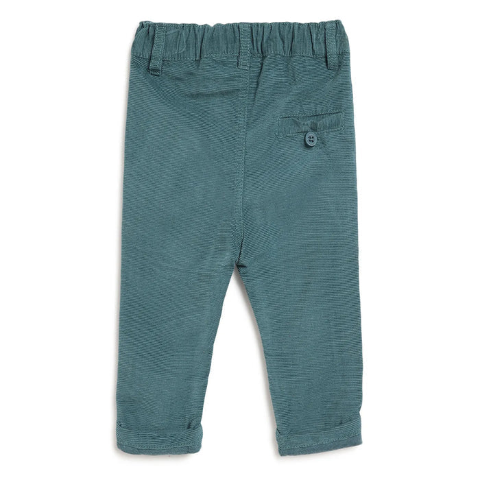 Boys Sea Green Mid-Rise Relaxed Fit Trousers