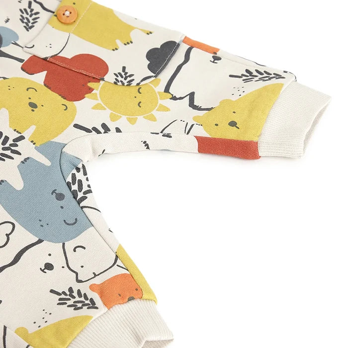 Boys White & Yellow Printed Joggers