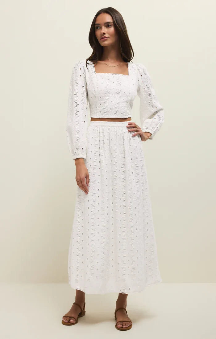 Bria Eyelet Top - White