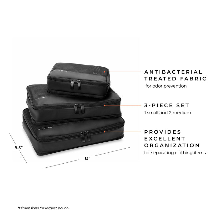 Brigg and riley packing cubes features antibacterial treated fabric