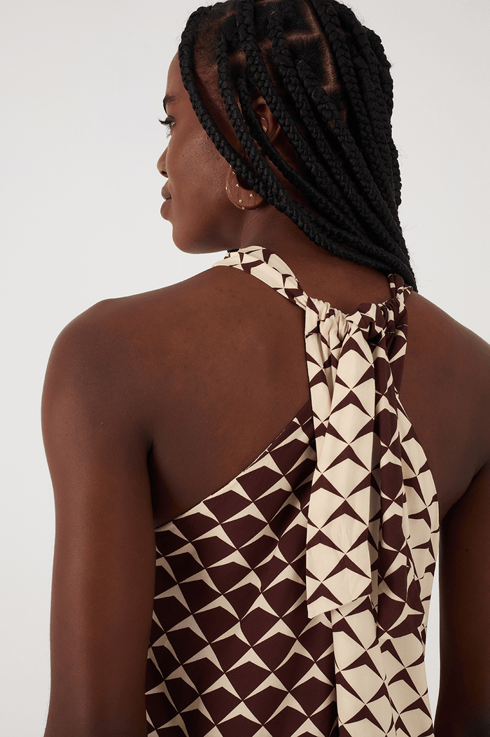 Brown Asa Delta Halter Neck Belt Maxi Dress_6