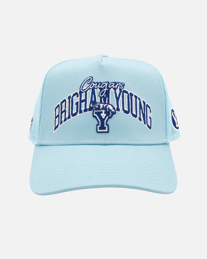 BYU Powder Blue Embroidered Trucker Hat