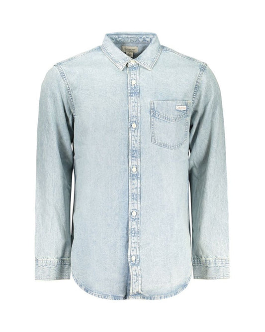 Calvin Klein Azzurro Cotton Mens Shirt