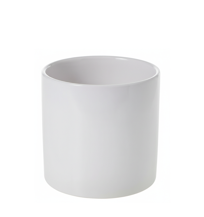 CERAMIC CYLINDER VASE - 6" × 6" - White