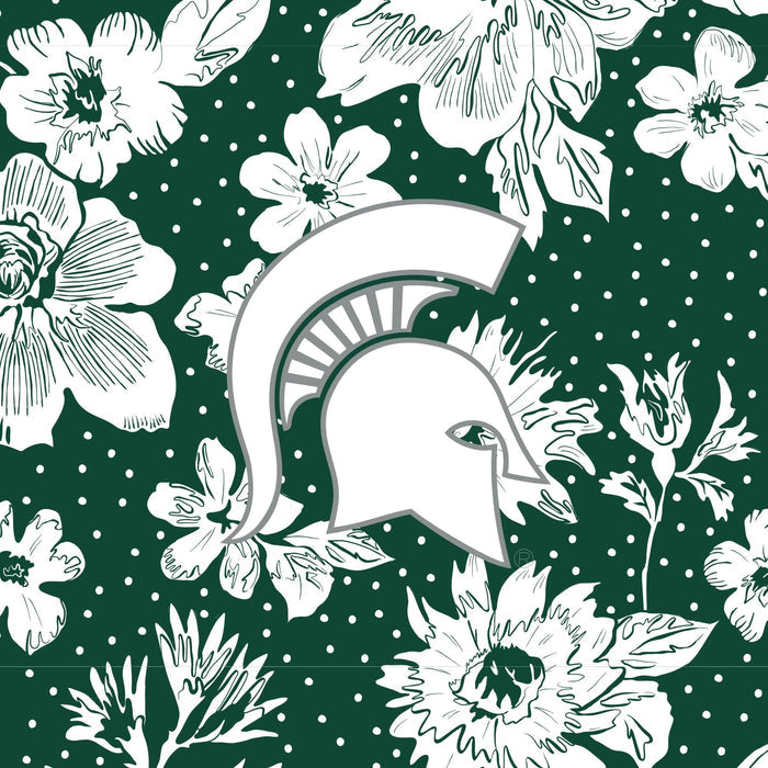 Collegiate Plush XL Throw Blanket-Dark Green/White Rain Garden with Michigan State University Logo-Image 3-Vera Bradley