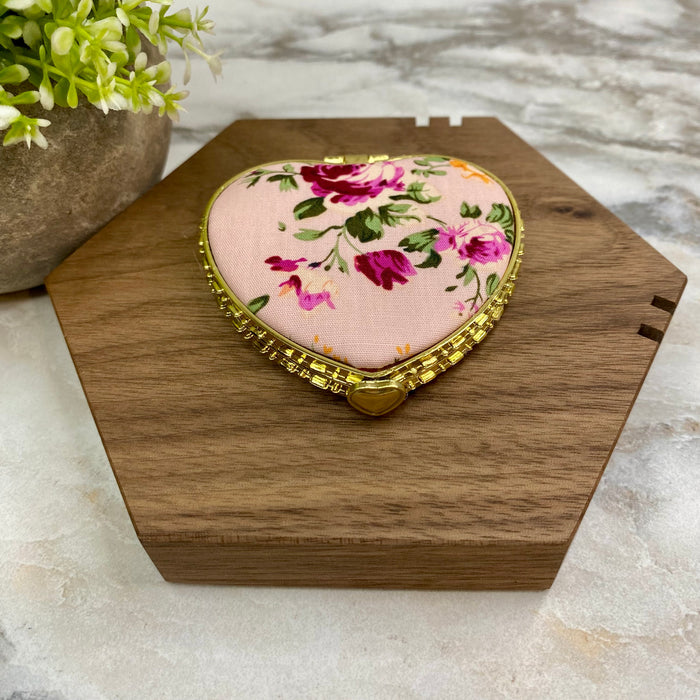Compact Mirror - Pink Floral (by shape)
