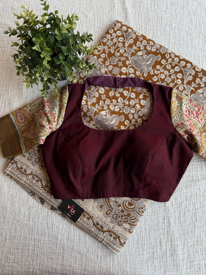 Cotton saree with Ready blouse - size 36