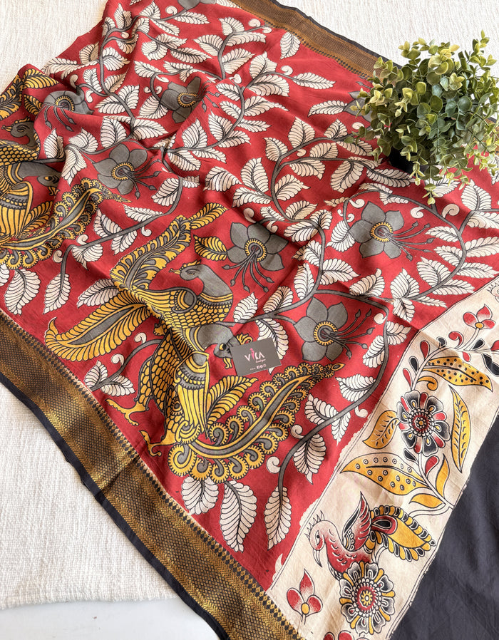 Damaged Kalamkari printed silk dupatta