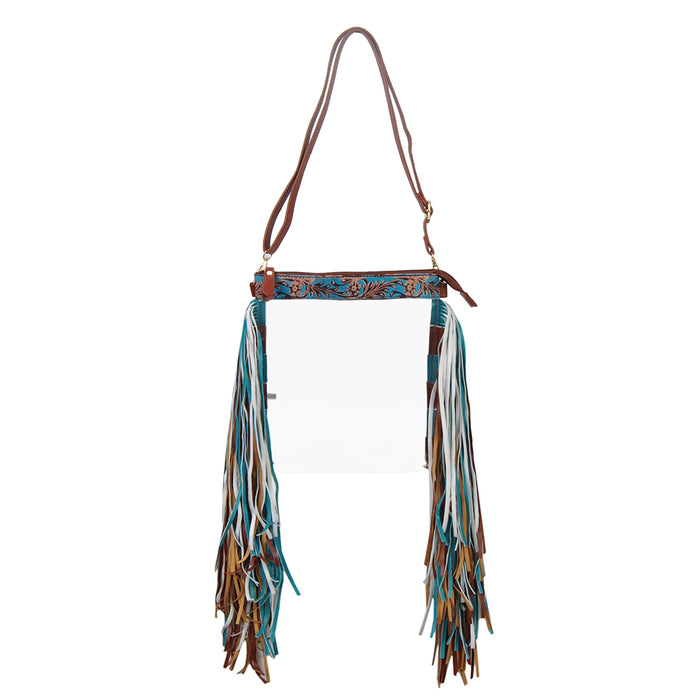 clear fringe bag, faux leather fringe purse, concert fringe bag, stadium approved clear bag, western clear bag, fringe stadium bag, festival clear purse, PVC clear fringe tote, clear bag with fringe, stadium concert purse, clear bag for events, western fringe crossbody, clear PVC shoulder bag, detachable strap clear bag, golden accent fringe bag, stylish clear concert bag, faux leather strap bag, stadium ready clear fringe bag, see through fringe bag, trendy clear fringe purse
