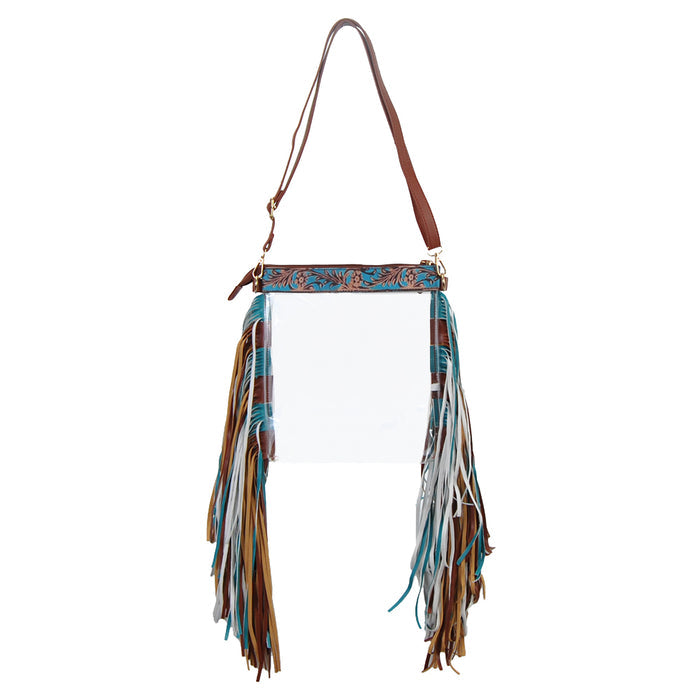 clear fringe bag, faux leather fringe purse, concert fringe bag, stadium approved clear bag, western clear bag, fringe stadium bag, festival clear purse, PVC clear fringe tote, clear bag with fringe, stadium concert purse, clear bag for events, western fringe crossbody, clear PVC shoulder bag, detachable strap clear bag, golden accent fringe bag, stylish clear concert bag, faux leather strap bag, stadium ready clear fringe bag, see through fringe bag, trendy clear fringe purse
