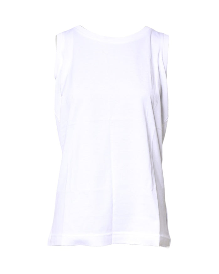 Dolce & Gabbana White Cotton Sleeveless Crew Neck T-shirt