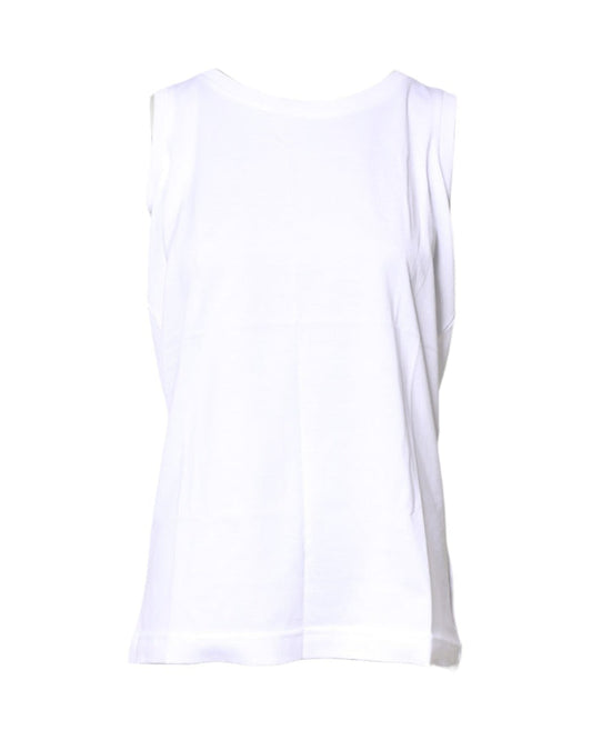 Dolce & Gabbana White Cotton Sleeveless Crew Neck T-shirt