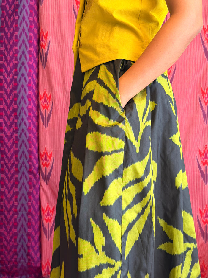 Elements Frond Pleated Ikat Skirt - Nocturne