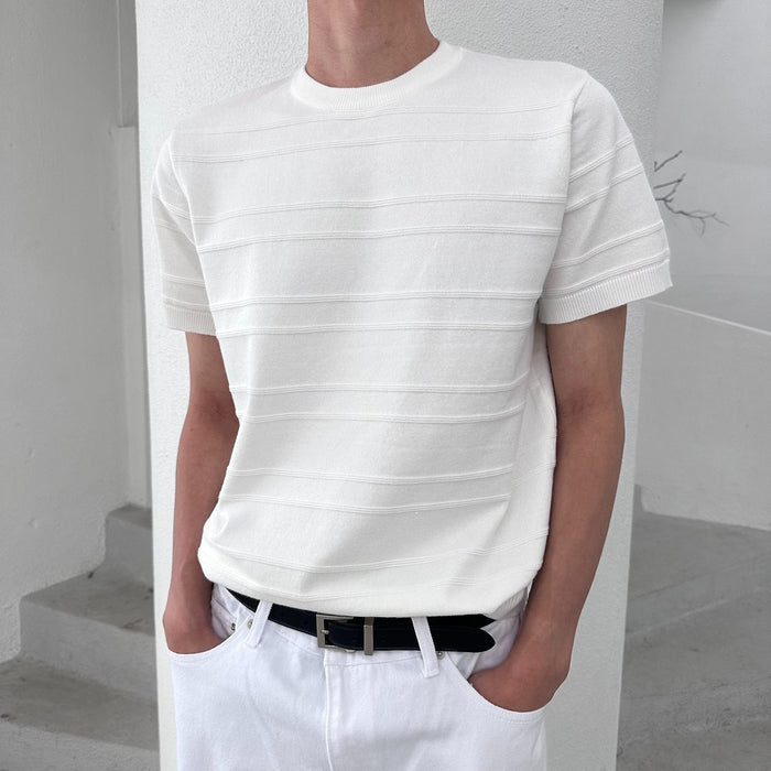 Emboss Line Half Sleeve Knit