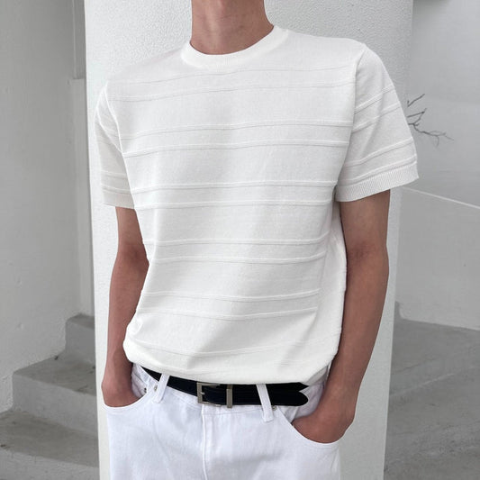 Emboss Line Half Sleeve Knit