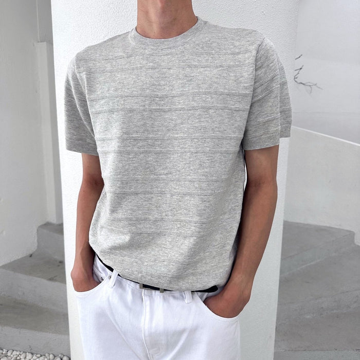 Emboss Line Half Sleeve Knit
