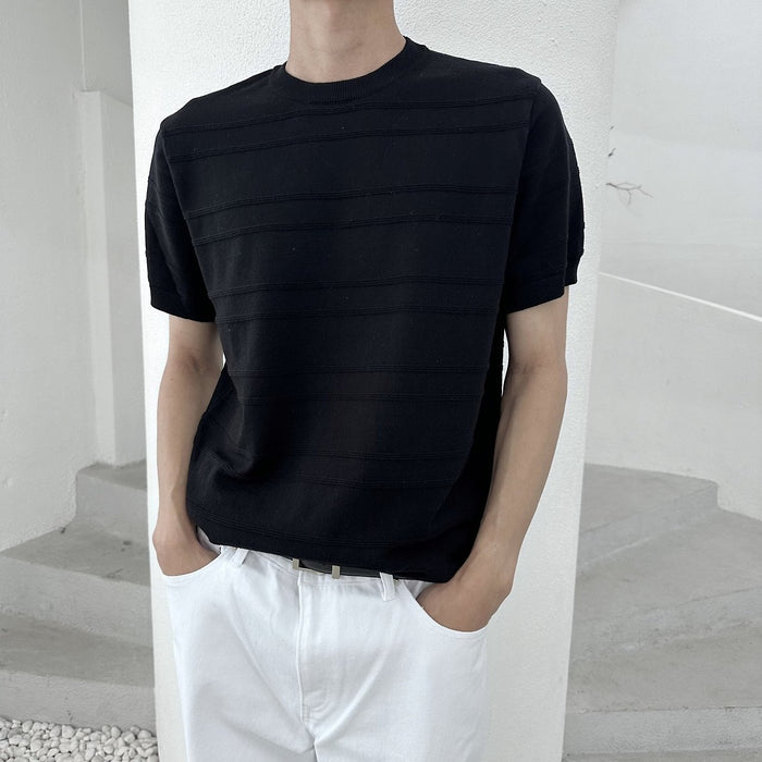 Emboss Line Half Sleeve Knit