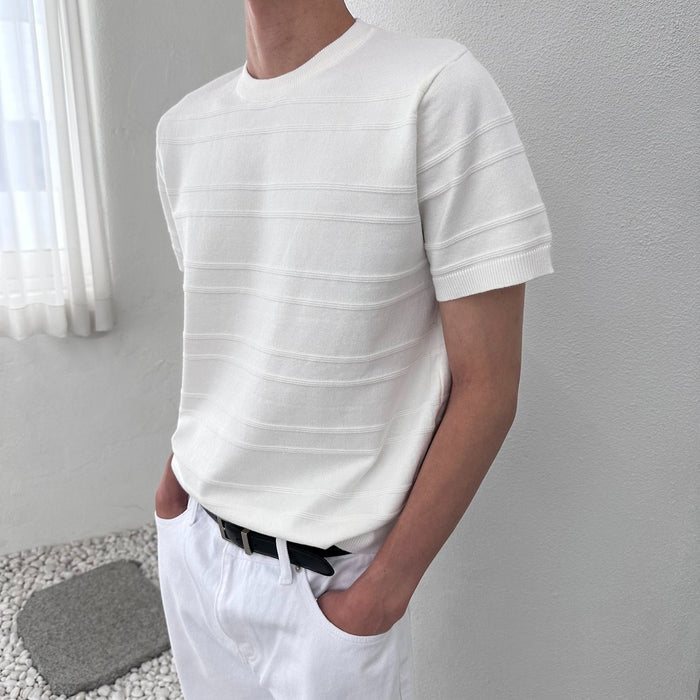 Emboss Line Half Sleeve Knit