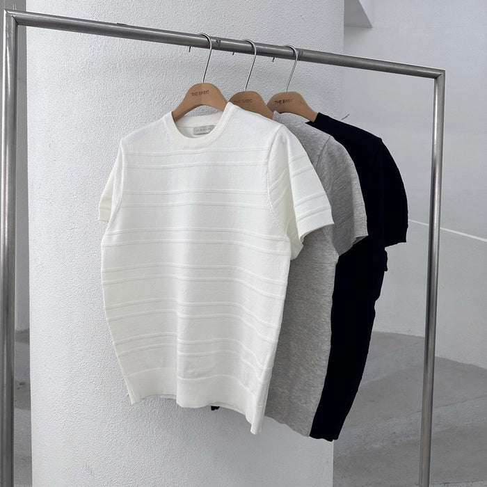 Emboss Line Half Sleeve Knit