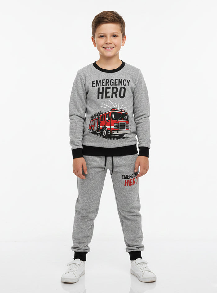 Emergency Hero Fire Truck Printed Tracksuit For Boys