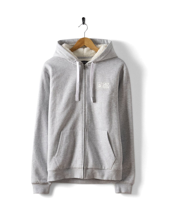 Essential Mens Fur Lined Zip Hoodie in Grey
